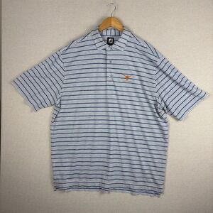 FootJoy Polo Shirt Mens 2XL Blue Stripe Longhorn Golf Club Performance Wicking